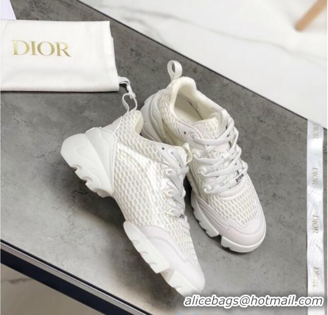 Low Cost Dior D-Connect Sneakers in All White Mesh 22025