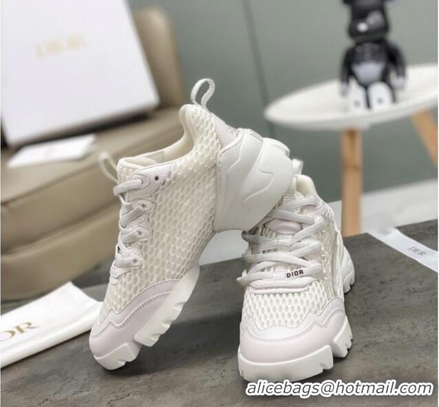 Low Cost Dior D-Connect Sneakers in All White Mesh 22025