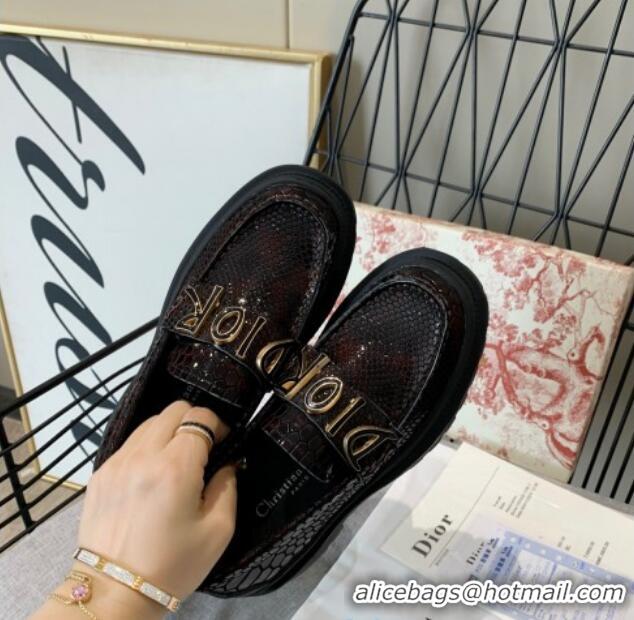 Best Price Dior x Shawn Explorer Platform Loafers in Crocodile Embossed Leather Dark Brown 02169