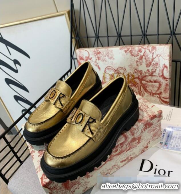 Low Price Dior x Shawn Explorer Platform Loafers in Gold Metallic 02172