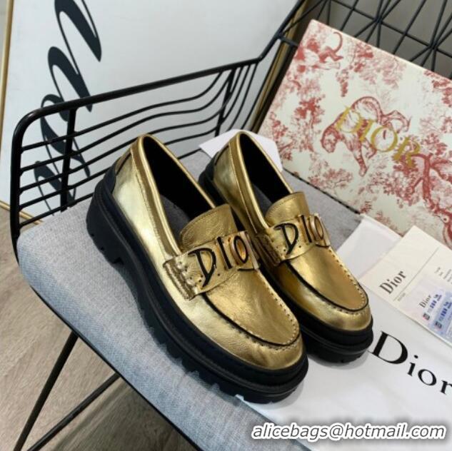 Low Price Dior x Shawn Explorer Platform Loafers in Gold Metallic 02172