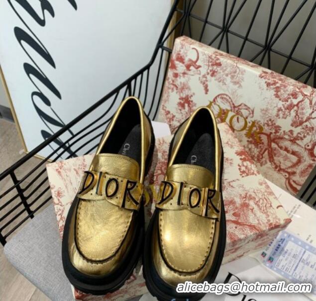 Low Price Dior x Shawn Explorer Platform Loafers in Gold Metallic 02172