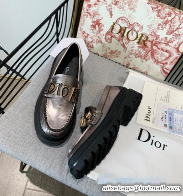 Duplicate Dior x Shawn Explorer Platform Loafers in Silver Metallic 02173