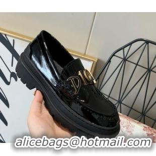 Top Quality Dior x Shawn Explorer Platform Loafers in Black Patent Calfskin 12177