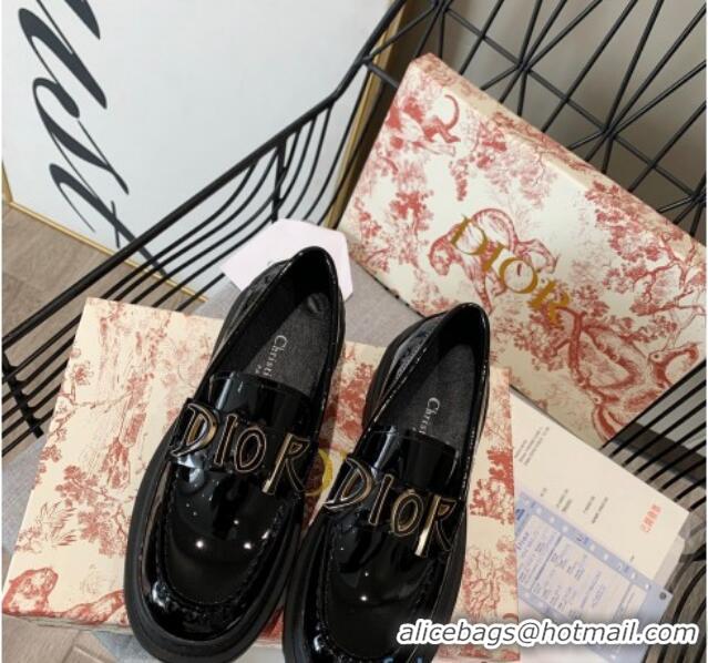 Top Quality Dior x Shawn Explorer Platform Loafers in Black Patent Calfskin 12177