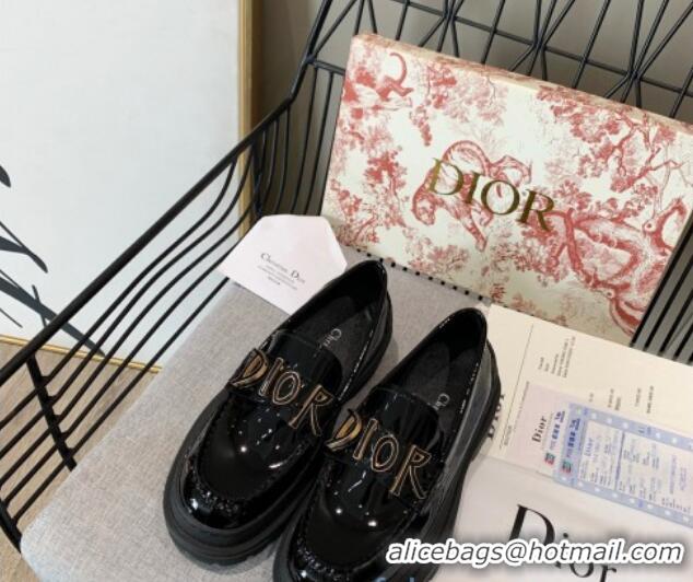 Top Quality Dior x Shawn Explorer Platform Loafers in Black Patent Calfskin 12177