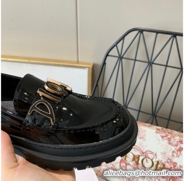 Top Quality Dior x Shawn Explorer Platform Loafers in Black Patent Calfskin 12177