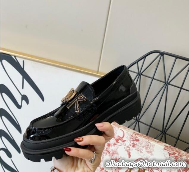 Top Quality Dior x Shawn Explorer Platform Loafers in Black Patent Calfskin 12177