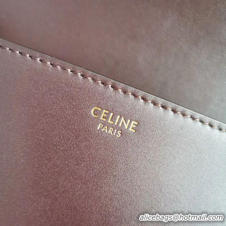 New Design Celine SMALL CLASSIC BAG IN BOX CALFSKIN CL91373 Burgundy