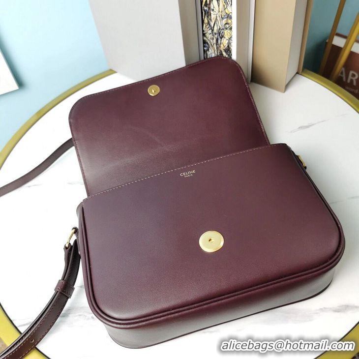 New Design Celine SMALL CLASSIC BAG IN BOX CALFSKIN CL91373 Burgundy