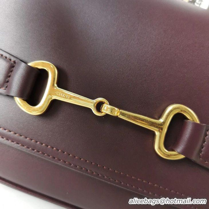 New Design Celine SMALL CLASSIC BAG IN BOX CALFSKIN CL91373 Burgundy