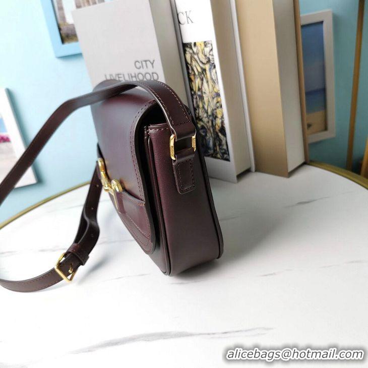 New Design Celine SMALL CLASSIC BAG IN BOX CALFSKIN CL91373 Burgundy