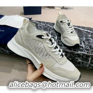 Grade Quality Dior B25 Runner Sneakers in Oblique Canvas and Light Gray Suede 22258