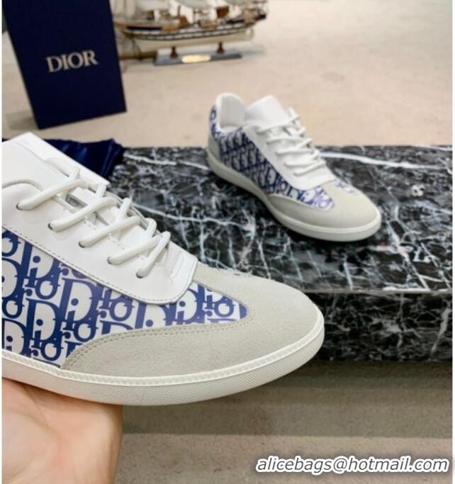 Stylish Dior Men's Sneakers in Blue Oblique Canvas and Light Grey Suede 2259