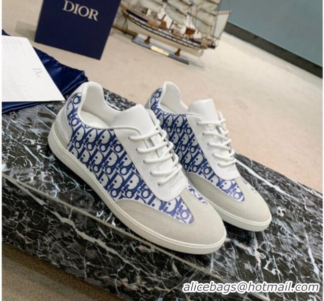 Stylish Dior Men's Sneakers in Blue Oblique Canvas and Light Grey Suede 2259