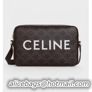 Buy Discount Celine MINI FOLCO BAG IN TRIOMPHE CANVAS CL9450 black