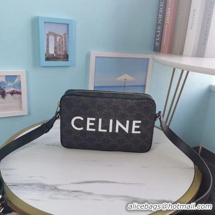 Buy Discount Celine MINI FOLCO BAG IN TRIOMPHE CANVAS CL9450 black