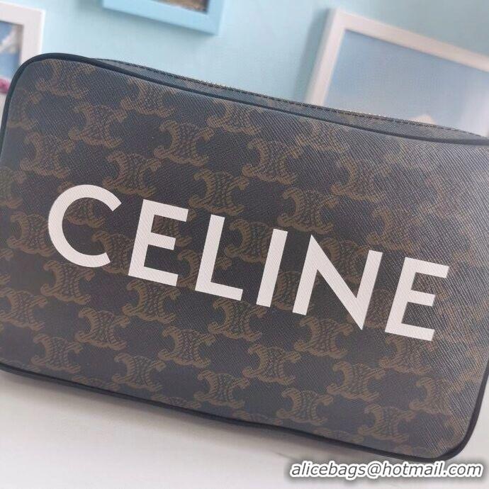 Buy Discount Celine MINI FOLCO BAG IN TRIOMPHE CANVAS CL9450 black