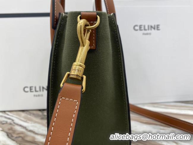 Popular Style CELINE NANO LUGGAGE BAG IN FLORAL JACQUARD AND CALFSKIN 189242 TAN&Khaki