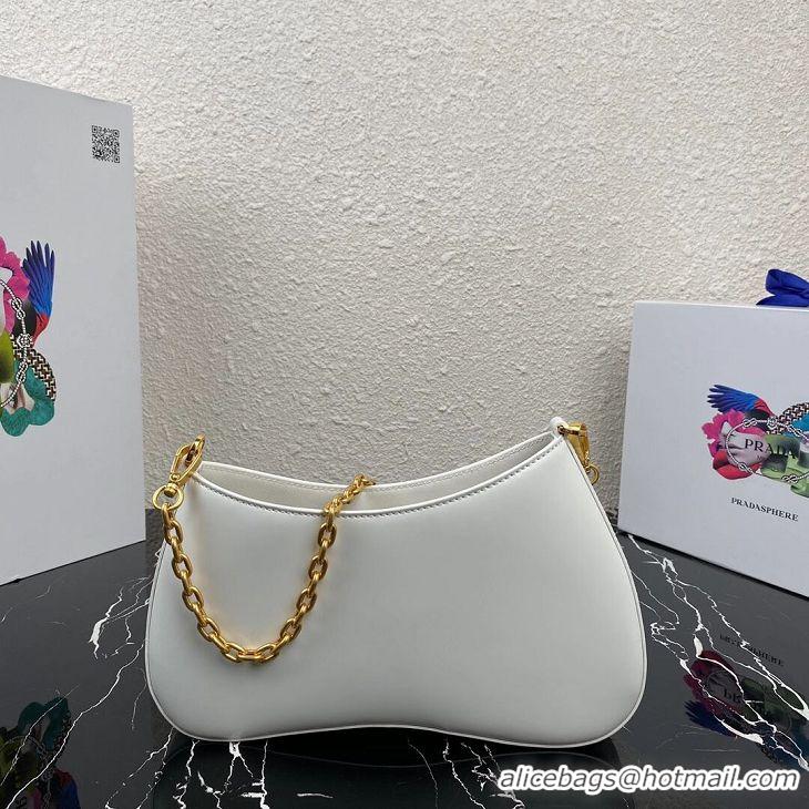 Top Grade Prada Saffiano leather shoulder bag 2BC148 white