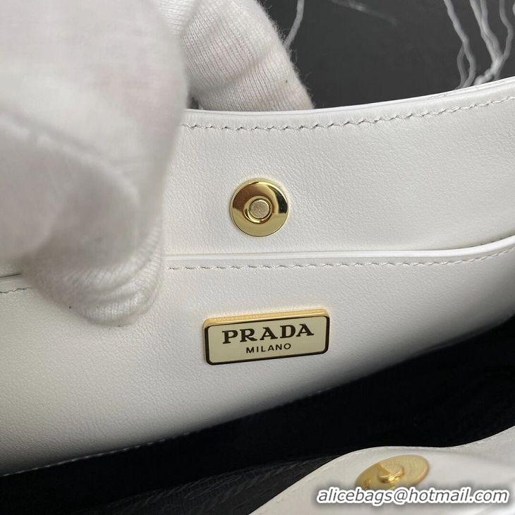 Top Grade Prada Saffiano leather shoulder bag 2BC148 white