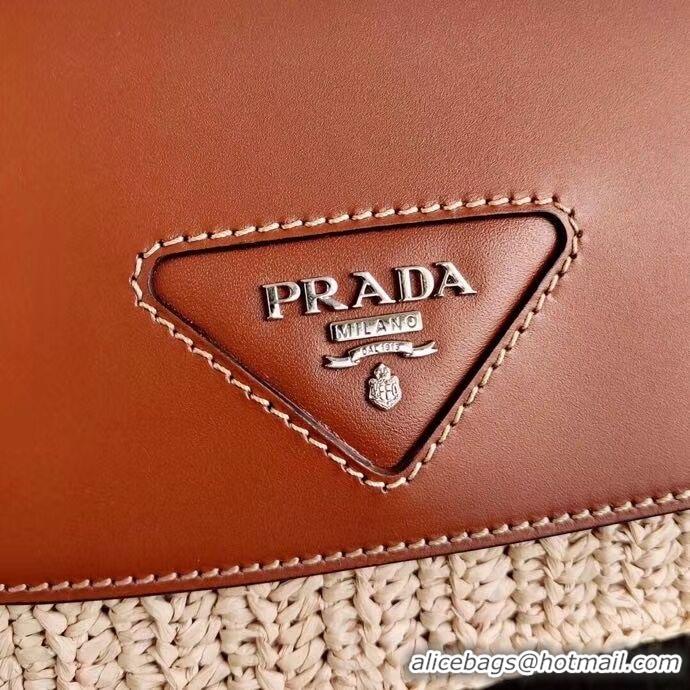 Luxury Discount Prada Saffiano leather mini shoulder bag 2BD043 brown