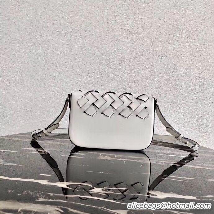 Cheap Price Pretty Style Prada Leather Prada Tress Shoulder Bag 1BD246 white