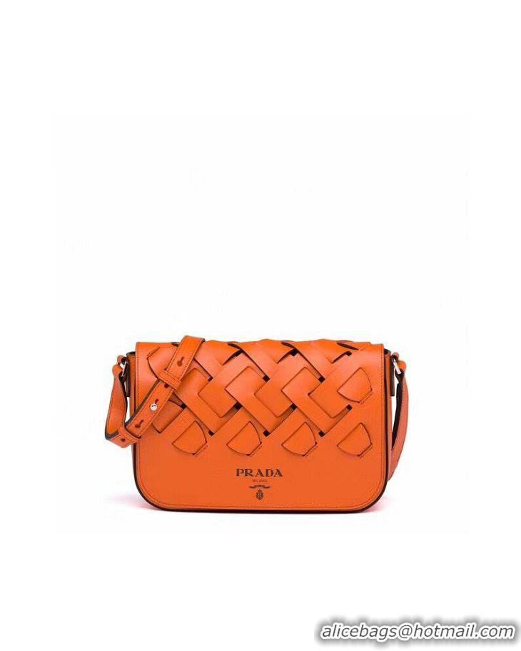 Promotional Prada Leather Prada Tress Shoulder Bag 1BD246 orange