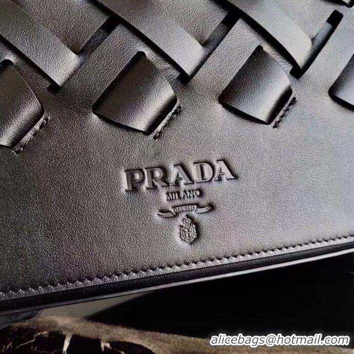 Top Design Prada Leather Prada Tress Shoulder Bag 1BD246 black