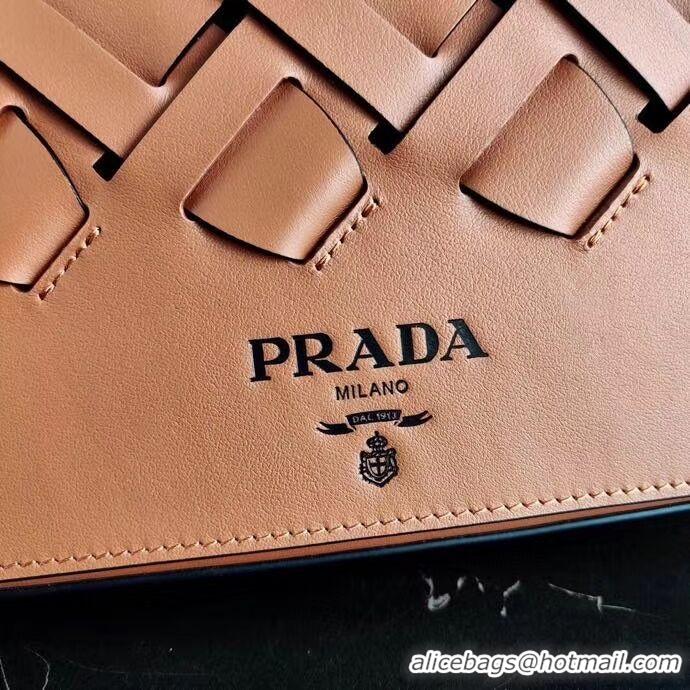 New Style Prada Leather Prada Tress Shoulder Bag 1BD246 brown