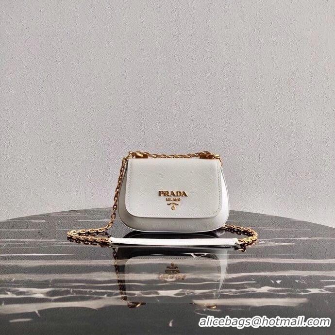 Promotional Prada Saffiano leather shoulder bag 2BD275 white