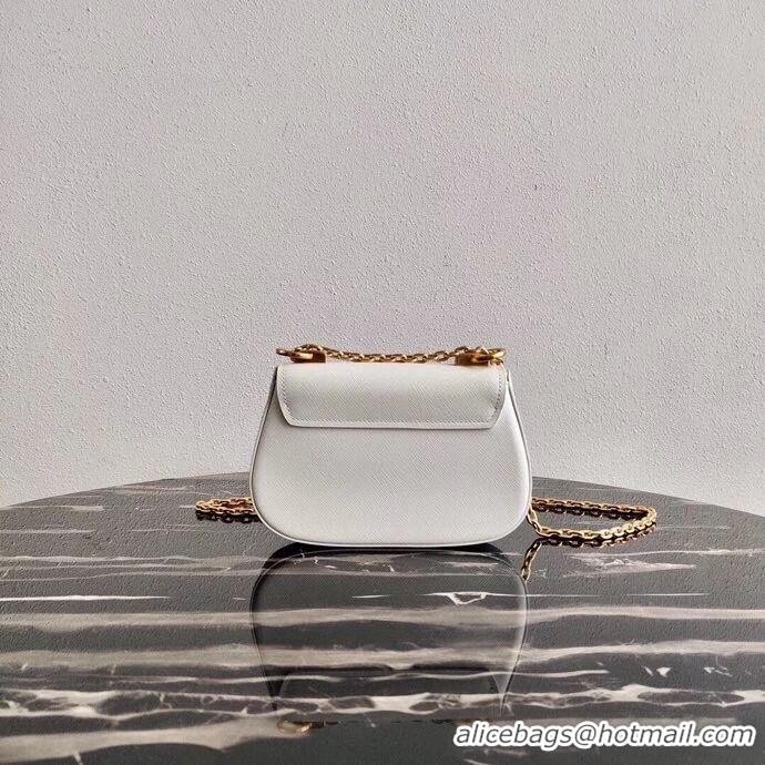 Promotional Prada Saffiano leather shoulder bag 2BD275 white