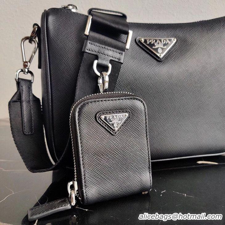 Famous Brand Prada Saffiano leather shoulder bag 2VH113 black