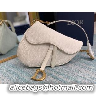 Good Product SADDLE BAG Gray Dior Oblique Embroidered Denim M0446C cream