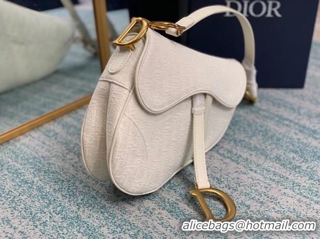 Good Product SADDLE BAG Gray Dior Oblique Embroidered Denim M0446C cream