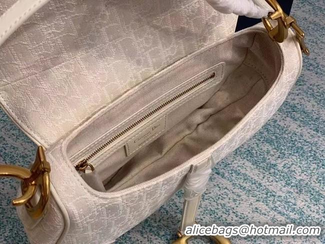 Good Product SADDLE BAG Gray Dior Oblique Embroidered Denim M0446C cream