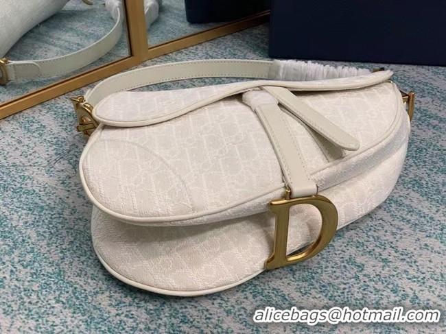 Good Product SADDLE BAG Gray Dior Oblique Embroidered Denim M0446C cream