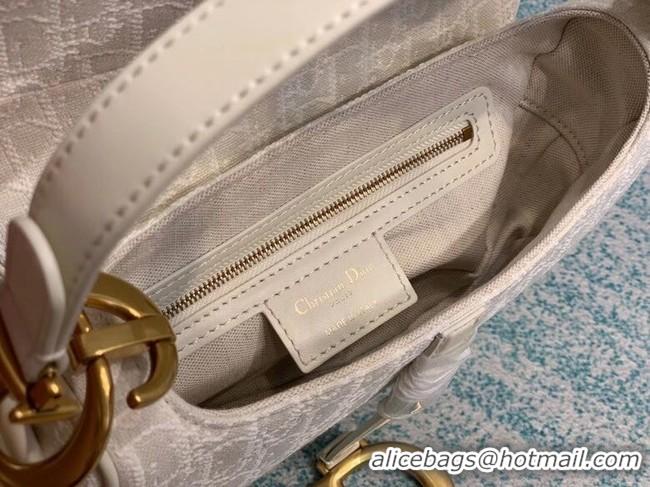 Good Product SADDLE BAG Gray Dior Oblique Embroidered Denim M0446C cream