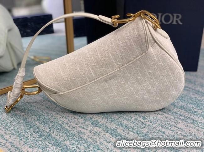 Good Product SADDLE BAG Gray Dior Oblique Embroidered Denim M0446C cream