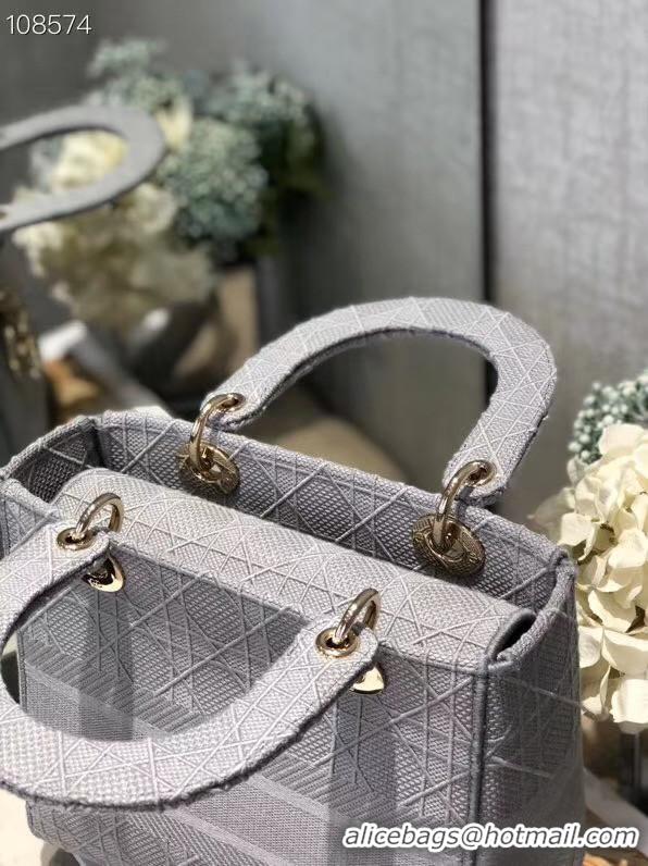 Discount Design MEDIUM LADY D-LITE BAG Cannage Embroidery M0565OREY gray