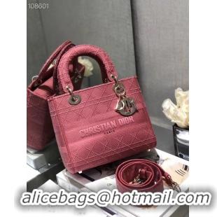 Affordable Price MEDIUM LADY D-LITE BAG Mallow Rose Cannage Embroidery M0565OREY