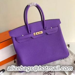 1:1 aaaaa Hermes Birkin Bag Original Leather 17825 purple