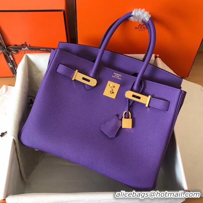 1:1 aaaaa Hermes Birkin Bag Original Leather 17825 purple