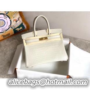 Cheap Price Hermes Birkin Bag Original Leather crocodile HBK35 white