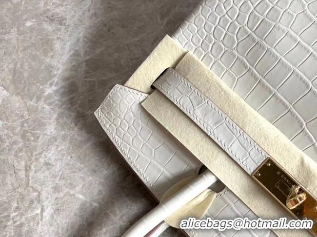 Cheap Price Hermes Birkin Bag Original Leather crocodile HBK35 white