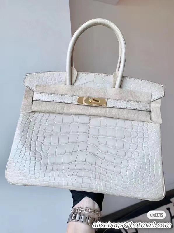 Cheap Price Hermes Birkin Bag Original Leather crocodile HBK35 white