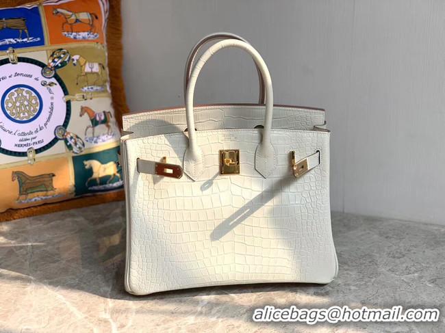 Cheap Price Hermes Birkin Bag Original Leather crocodile HBK35 white