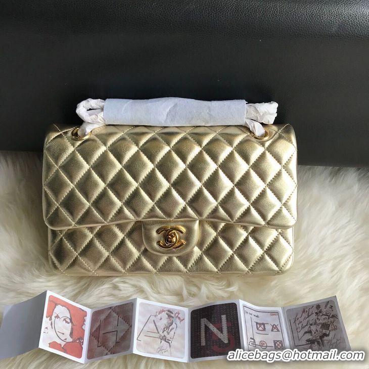 Big Discount CHANEL Classic Handbag Lambskin 1112 GOLD