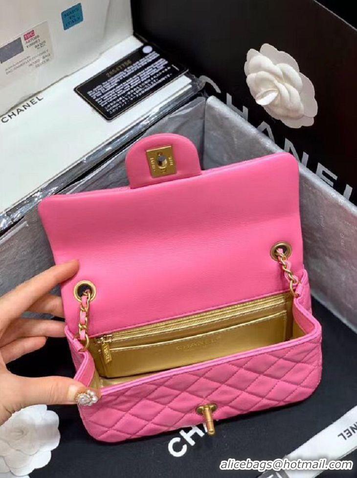 Promotional Cheapest Chanel MINI Flap Bag Original Sheepskin Leather AS1787 Pink