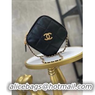 Low Cost Chanel small diamond bag Grained Calfskin & Gold-Tone Metal AS2201 black